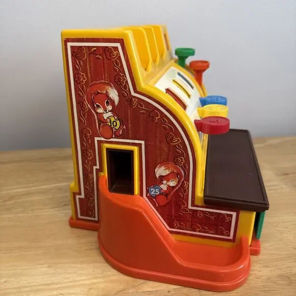 Vintage 1974 Fisher Price Cash Register #926 With 4 Coins Working Bell Handle - Picture 8 of 11